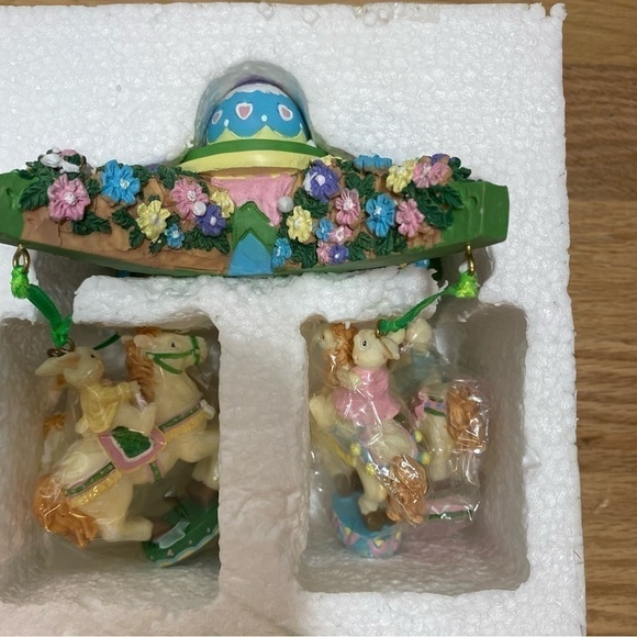 Animated Musical Bunny Carousel Easter Decoration Musical NEW Vintage Rabbit - Picture 4 of 6